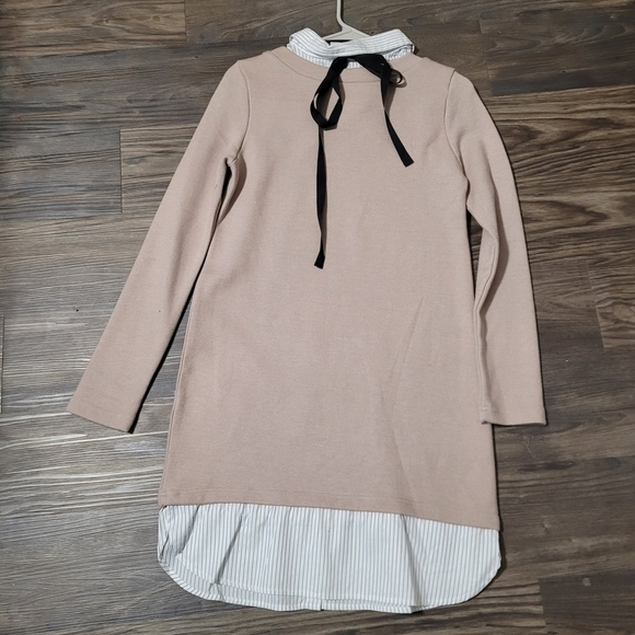 J.O.A. Dresses & Skirts - J.O.A. Beige Dress with Black Bow Accent